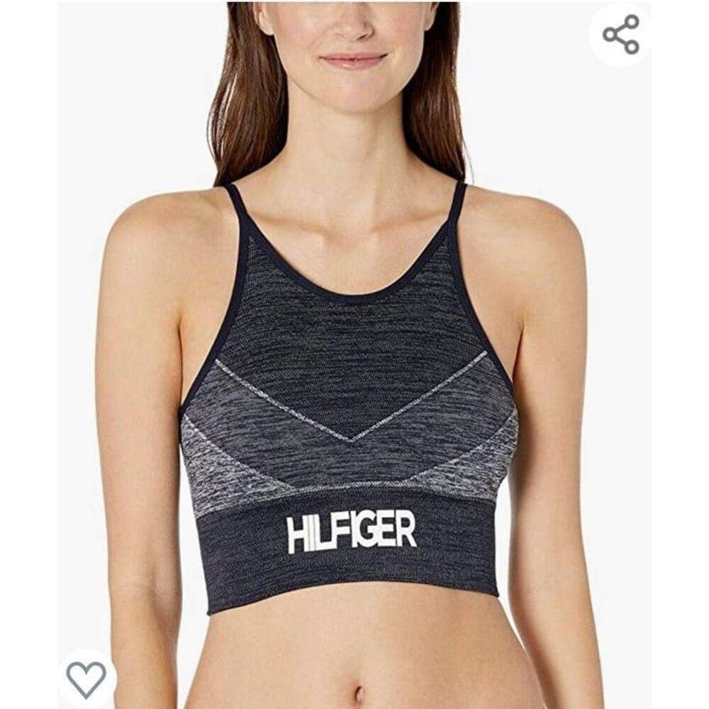 Tommy Hilfiger Womens Top Bra Blue L Seamless PaddedDenim Bralette New
